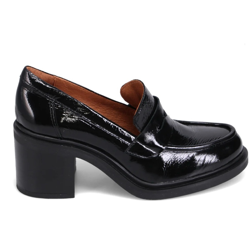 Miz Mooz Black Heeled Loafer